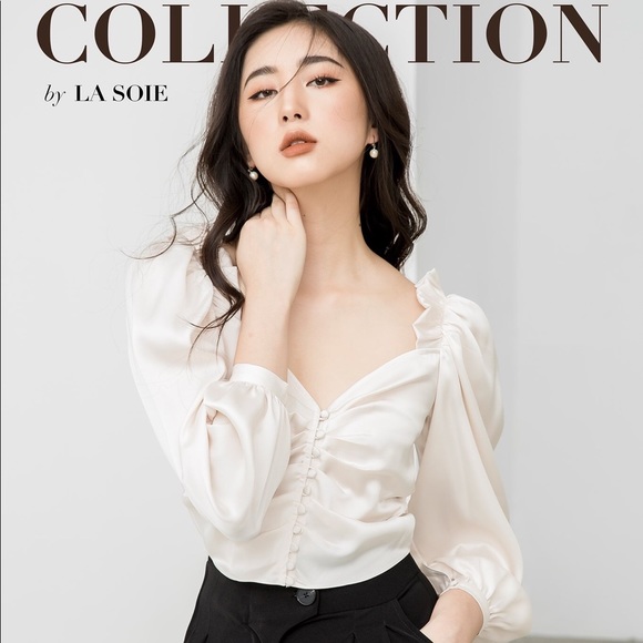 La Soie Crop Silk Blouse - Picture 1 of 8